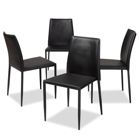 BAXTON STUDIO Pascha Modern Black Faux Leather Upholstered Dining Chair, PK4 146-8787